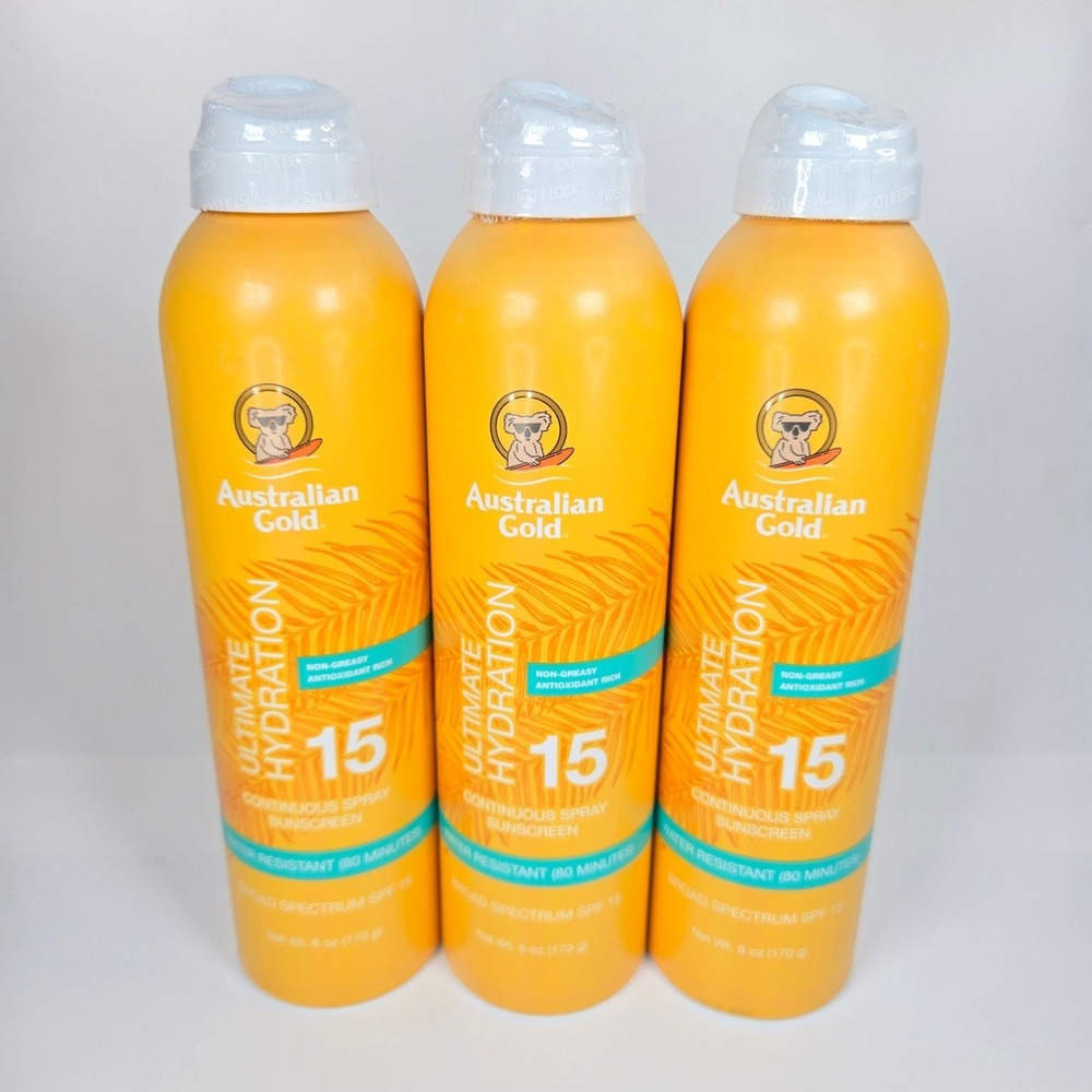 Australian Gold SPF 15 Ultimate Hydration Continuous Spray Sunscreen‎ 6oz 3 Pack